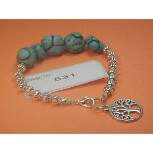 Turquoise Gemstone-Energy Jewelry-Bracelet- &-charm-Facilitate-friendship-#531